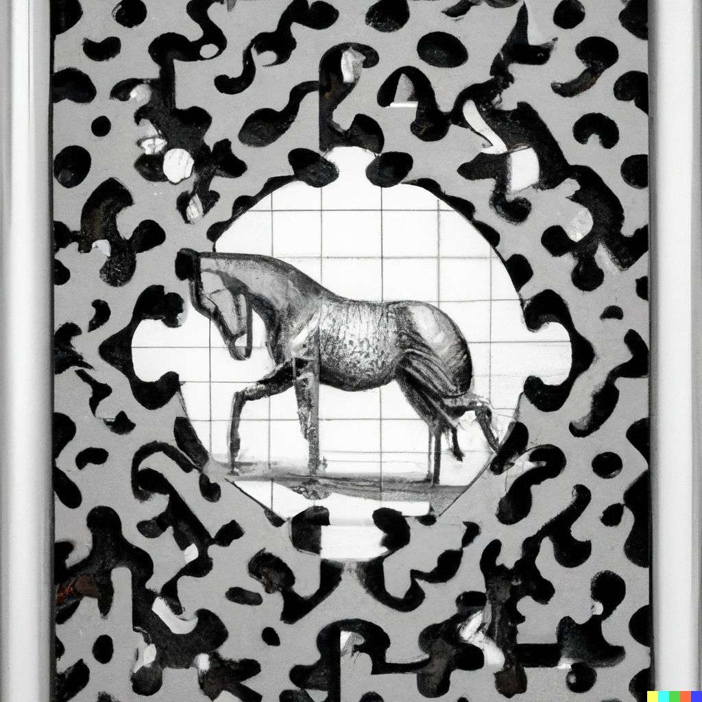 a horse, lithography by Escher